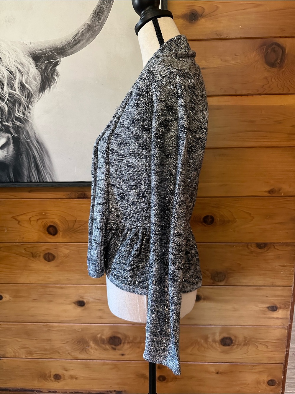 INC Sequin Cardigan with Ruffle - Picture 3 of 6